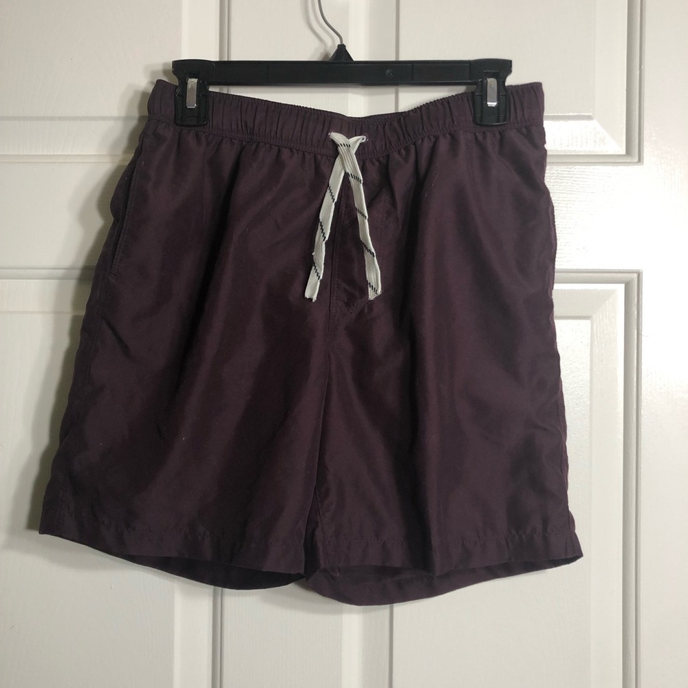 ASOS Men's Solid Board Shorts Elastic Waist Lined Swim Trunks Size S Purple